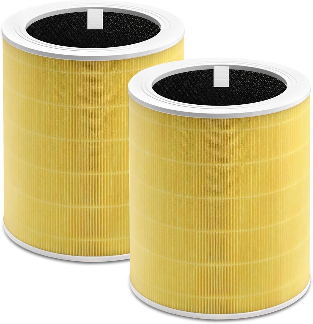 Core 600S Replacement Filter Compatible With Levoit Core 600s, 3-In-1 High-Efficiency Filter And Activated Carbon Filter, Part#Core 600S-Rf for Home Dust/Smoke Odors/Pet Dander Removing, 2Pack, Yellow