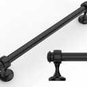 Amerdeco 10 Pack Matte Black Cabinet Pulls 7 Inch Hole Centers, 8 Inch Length Handles for Kitchen Cabinet Hardware,Solid Cabinet Handles for Bathroom Drawer Handles IH0005