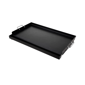 LotFun 25" x 16" Carbon Steel Cooking Griddle for Outdoor Gas Grill, Universal Griddle Flat Top Plate Insert with Grease Groove and Removable Handles for Electric/Charcoal/Gas Grill, Camping,Party