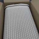 Mind Reader Slim Laundry Hamper with Lid, 40L Clothes Basket, Narrow Tapered Design with Ventilated Cutout Pattern, Plastic, Ivory, Single