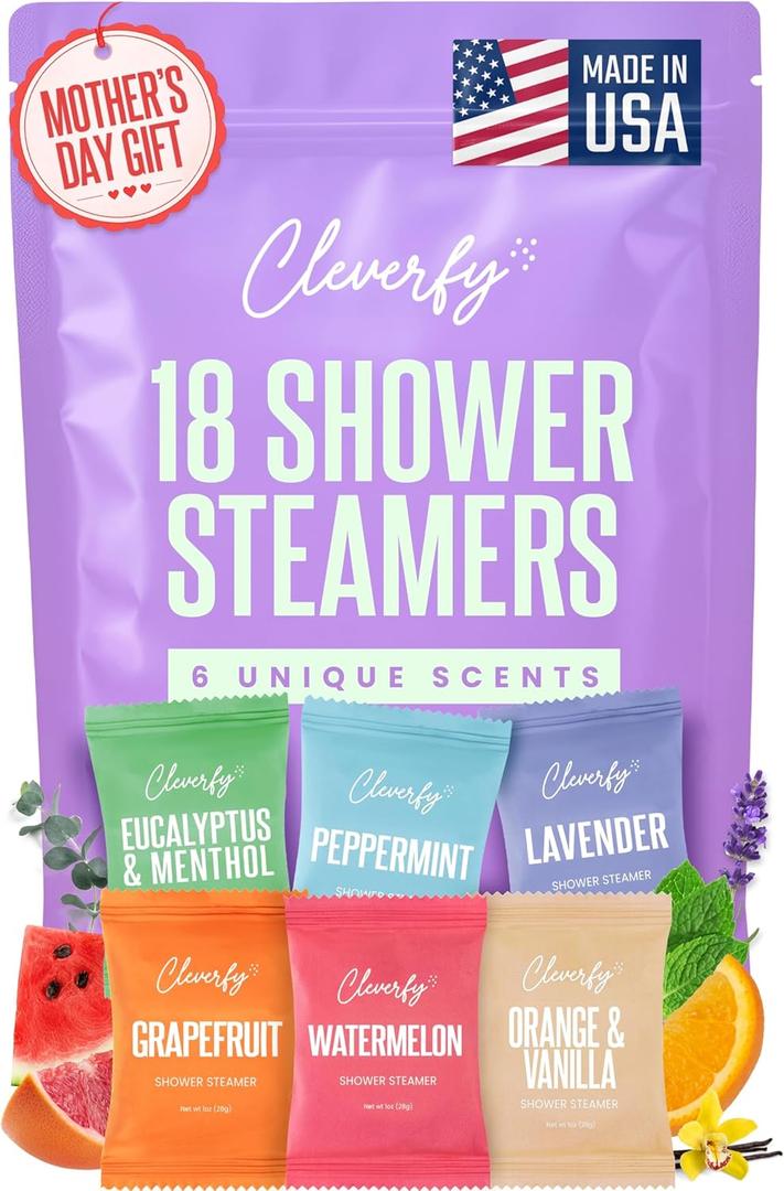 Cleverfy Shower Steamers Aromatherapy - Mothers Day Gifts for Mom, Wife from Husband, Grandma, Daughter and Sister - Birthday Gifts for Women, Mom, Teens, Girlfriend and Her - 18 Tablets