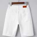 Sidefeel Women's Jean Shorts High Waisted Stretchy Bermuda Folded Hem Denim Summer Shorts (White, L)