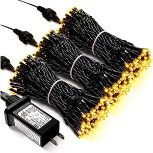 JMEXSUSS 300 LED Warm White Christmas Lights Outdoor Waterproof, 8 Modes Green Wire Christmas Tree Lights Plug in, Twinkle Fairy String Lights for Indoor Xmas Wedding Party Garden