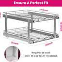 2-Tier Pull-Out Cabinet Organizer with Heavy-Duty Steel Frame, Full-Extension Sliding Shelves, Holds 100 lbs, Easy Install for Kitchen, Pantry & Under Sink Cabinets, 28" W x 21D x 16.5" H