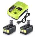 Upgraded High Capacity 7.0Ah Replacement for Ryobi 18V Battery and Charger Combo Compatible with Ryobi 18V Battery ONE+ P102 P103 P104 P105 P108 P109 P117 P118 2Packs and Chaerger