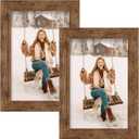 TOFOREVO Picture Frames 4x6 Set of 2 Rustic Wood Grain Photo Frame for Gallery Wall Mounting or Tabletop Display
