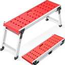 KINGRACK Folding Work Platform, Adjustable Step Ladder with Anti-Slip Feet Cover, Lightweight Stepladder with Safety Lock for Home, Office, Workshop and Garage, Maximum Load 330lbs