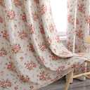 Autumn Dream Rose Beige Blackout Soundproof Curtains Panels for Bedroom Grommet Top Floral Farmhouse Curtains Drapes for Living Room, Dining Room,52 by 63 Inch