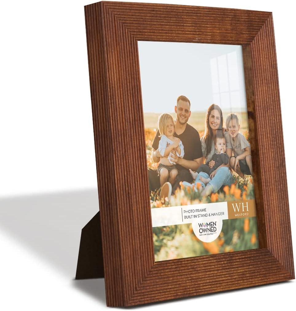2 x Renditions Gallery 3.5x5 inch Picture Frame Modern Style Wood Pattern and High Definition Glass Ready for Wall and Tabletop Photo Display, Walnut Frame