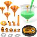 ELEAD No-Spill Coolant Funnel Kit - 19-Piece Radiator Funnel burping kit, coolant Bleeder kit, Extra Funnels and Adapters for Universal Vehicle (Multi-use Version Yellow)
