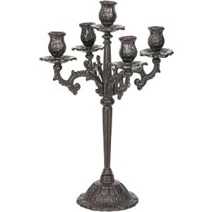 Sungmor Heavy Duty Cast Iron Candlestick Holders - Handcrafted Vintage Candelabra - 17Inch Tall & 5 Arms Candle Holders - Decorative Pillar Candle Stand for Christmas Birthday Wedding Home Party (Tall: 16.9in. - 1pc)