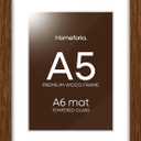 Homeforia A5 Picture Frame Brown, High-End Wooden Dark Wood Frame for Wall, A5 Photo Frame Brown with Mat A6, 5.8x8.3 Poster Frame, Tempered Glass, Wall Kit, Set of 1