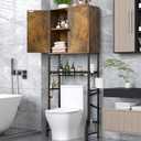 Over The Toilet Storage Cabinet - 2-Door Bathroom Organizer Shelf, Freestanding Space-Saver Toilet Rack with Privacy Protection, Water-Resistant Above Toilet Storage Cabinet for Small Bathrooms(Brown), Large