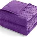 Kivik Minky Dot Weighted Blanket for Adults, 15 lbs Breathable Heavy Throw Blankets, Ultra Soft Cooling Weighted Comforter, Machine Washable, 48"x72" Twin, Purple