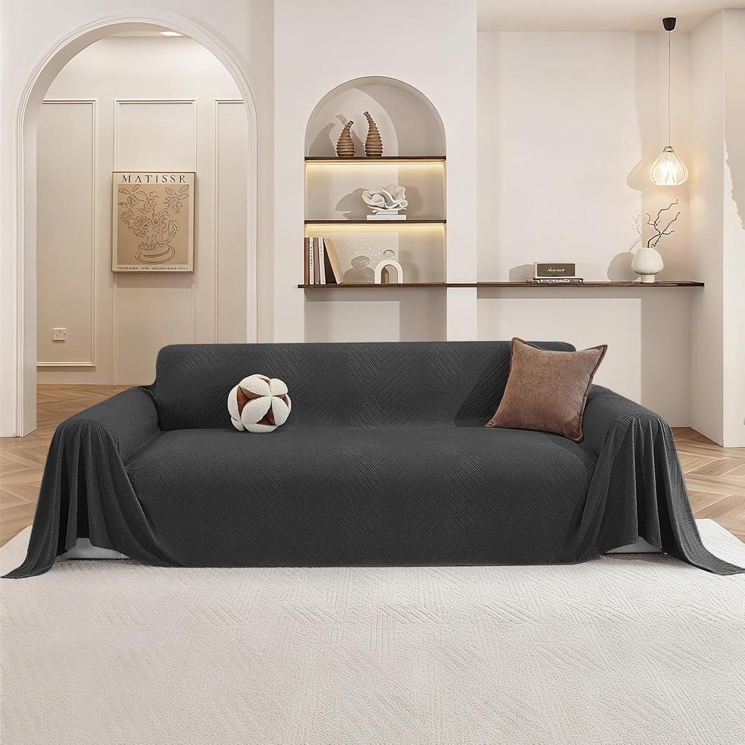 Couch Covers for Dogs, 78"x118", Washable Sofa Covers for 3 Cushion Couch, L Shaped Couch Cover Multi-Use, Non Slip Sofa Slipcovers for Living Room, Couch Cover Blanket, Dark Grey