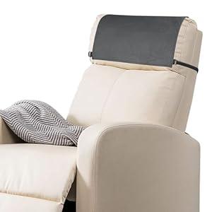 Headrest Covers for Recliners- Faux Leather Recliner Headrest Cover Protector with Elastic Straps, Chair Headrest Cover for Recliner Protector 17 x 27 in(Dark Grey)