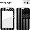 3 x ID Badge Holder with Lanyard, Lanyards for Id Badges Reel Retractable Heavy Duty Removable Name Tag Holder, American Flag Lanyard for ID, Nurse Teacher Office Gifts