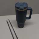 Konokyo 40 oz Tumbler with Handle and 2 Straws,2 in 1 Lid Insulated Water Bottle Stainless Steel Travel Coffee Mug,Navy blue