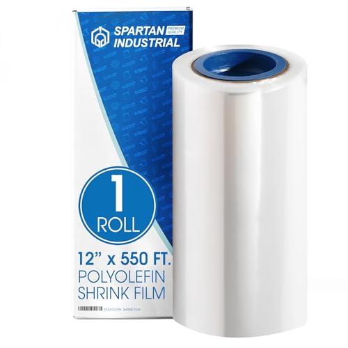 Spartan Industrial - 12" X 550' Polyolefin Centerfold Heat Shrink Wrap Roll - 80 Gauge Shrinkable Film for Packaging Books, Toys, Sporting Goods, Medical Supplies, and More