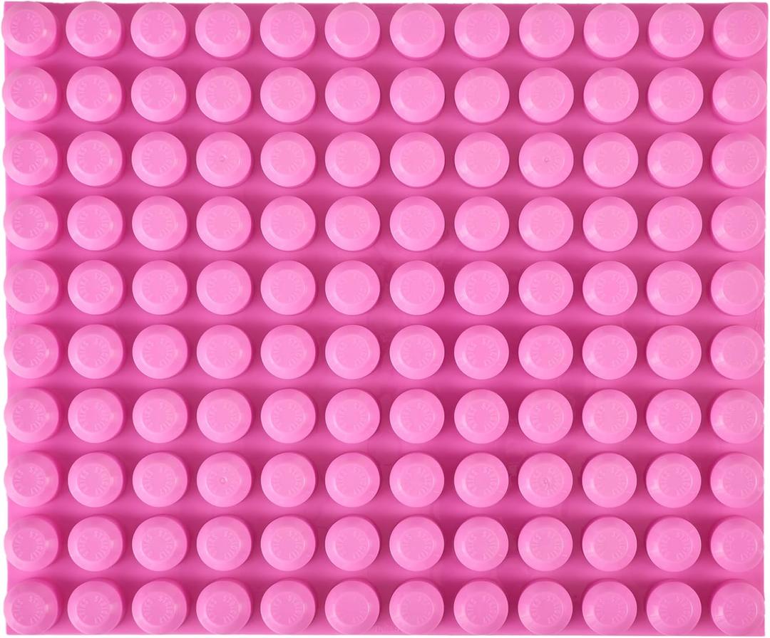 Strictly Briks Toddler Building Baseplate - Compatible with Lego & Major Brands - 12.5 x 15 in, Pink - Stackable Design & Large Pegs for Toddler Block Construction