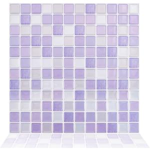 PH PandaHall 5pcs Peel and Stick Backsplash Purple Square 3D Mosaic Removable Tile Stickers Self Adhesive Tiles Stick-on Vinyl Wall Tiles for Kitchen Bathroom Home Decor, 9.3" X 9.3" Covering 3 Sq.ft