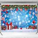 Winter Christmas Backdrop Winter Wonderland Christmas Photography Background Xmas Snowflake Wood Floor Holiday Party Decorations Banner Booth Props (10x8FT(120x96 inch))
