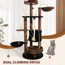 64 Inches Multi Level Cat Tree Tower Indoor Large Cats Furniture(Brown)