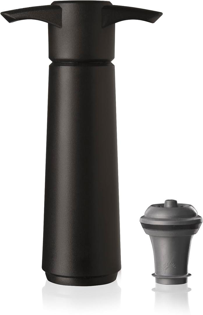 Vacu Vin Original Wine Saver with 1 Vacuum Bottle Stopper  Wine Preserver Pump for Red or White Wine  Manual Air Remover System  Airtight Seal  Keep Wine Fresh Longer  Black