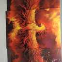 Yetaryy Fantasy Wall Art Canvas Prints Golden Red Burning Phoenix Volcanic Ancient Mystic Animal Birds Living Room Bedroom Home Decor Wall Decoration 3 Panels Wood Framed Poster - 60" W x 28" H