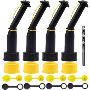 Gas Can Spout Replacement Universal Kit Leakproof Angle Nozzles Gasket Filter Screen Vent Cap Drill Bit for Old Style Gas Can Compatible with Midwest Blitz Gott Rubbermaind Essence Scepter (4black)