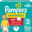Pampers Diapers - Swaddlers 360 - Size 3, 156 Count, for up to 100% Leakproof Premium Skin Protection