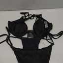 ZAFUL Women's Bikini Sets Ribbed Two Piece Swimsuits Underwire Adjustable Back Clasp Bathing Suit Side Tie Thong Swimwear (Medium, Black)