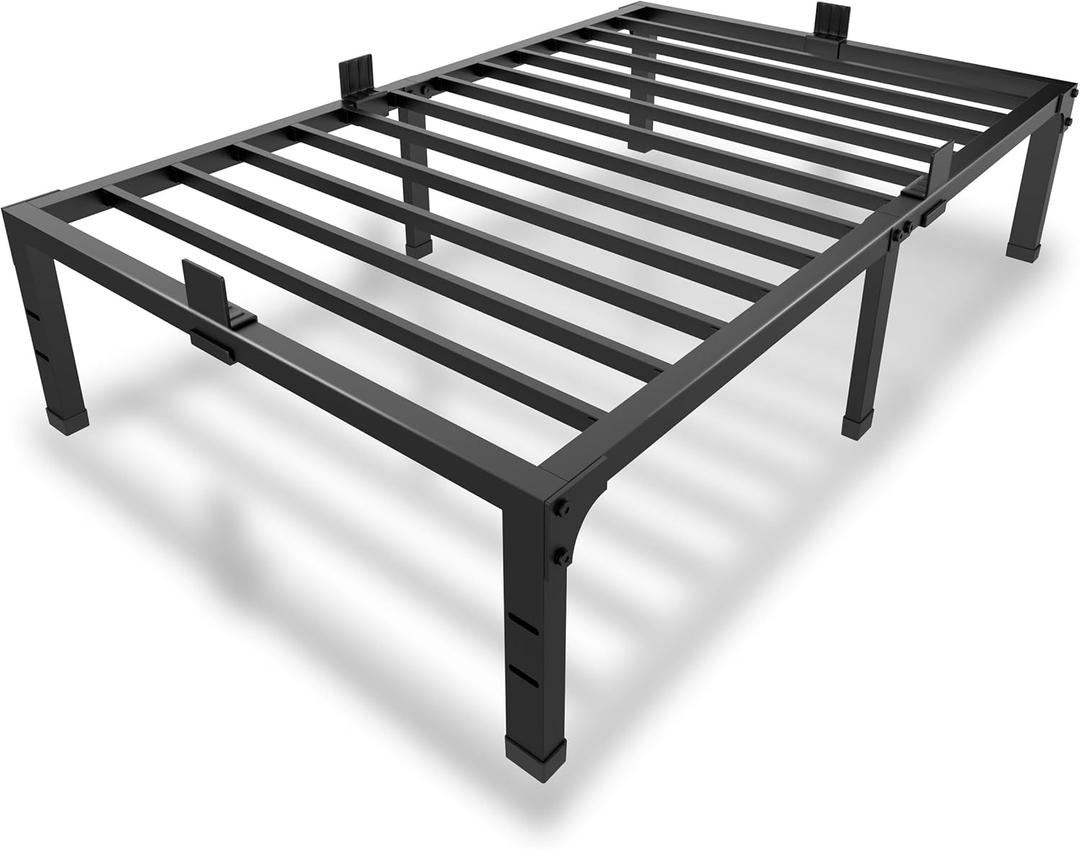 MAF 14 Inch Metal Platform Twin Bed Frames, Heavy Duty Black Bed Frame with Steel Slats Support, No Box Spring Needed, Noise Free, Non-Slip, Easy Assembly