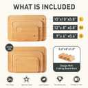 3 Packs Bamboo Cutting Board Set with Holder Wood Cutting Boards for Kitchen with Juice Grooves Built-in Handles, Ideal Charcuterie & Chopping for Meat Vegetables Fruits Kitchen Gift for Home Cooks