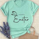 Happy Easter Teal T-shirt, Size Small