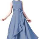 Little Juniors Girl Long Bridesmaid Dress Wedding Flower Girls Formal Pageant Party Dresses Chiffon Sleeveless, Size 12