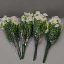 Artificial Fake Flowers For Outdoor Outside Decoration,16 Bundles UV Resistant Faux Plastic White Flowers with Green Eucalyptus Stem Plants Bulk Look Real for Home Porch yard Patio Planters (White)