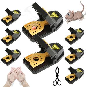 Mouse Traps, Reusable Rat Trap Outdoor Indoor, Rat Traps Indoor for Home, Plastic Mousetraps Mice Traps for House Basement/Garage/Attic Anywhere 9Set Mouse Traps(2L+6S+1Clip)