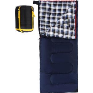 REDCAMP Cotton Flannel Sleeping Bag for Camping Backpacking, Adults Cold Weather Envelope Sleeping Bags with 3lbs Filling, Blue with 3lbs filling