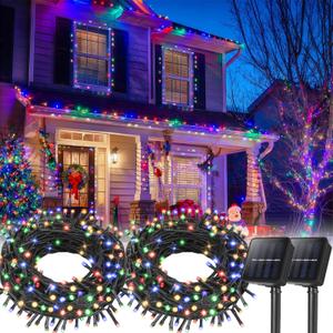 4 x SFNDOU 2 Pack Solar String Lights for Outside,Each 33Ft 100 LED Solar String Lights Outdoor Waterproof with 8 Modes,Solar Lights Outdoor for Patio, Garden, Tree, Party Decor-Warm White