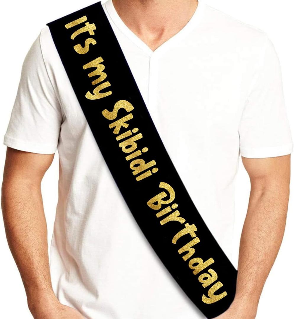 Sterling James Co. It's My Skibidi Birthday Sash - Funny Birthday Sash for Him or Her - Party Decorations, Supplies and Gifts