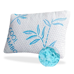 Queen Size Bamboo Pillow For Sleeping - Shredded Memory Foam Adjustable Bamboo Pillow - Hypoallergenic, Removable/Washable Bamboo Cover, Queen Size Sleeping Bed Pillow- 1 Pack