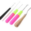 5 Different Sizes Latch Hook Crochet Needle Set Hair Crochet Hook Tools for Hair Braiding, Scarf & Rug Making and Crafts DIY
