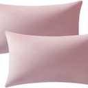DEZENE 12x20 Throw Pillow Covers Pink: 2 Pack Cozy Soft Velvet Rectangular Decorative Pillow Cases for Farmhouse Home Decor