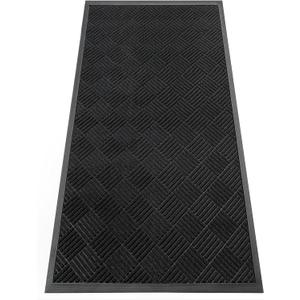 Indoor Outdoor Door Mat, 6x 3' Doormat for Entryway, Rubber Backing Non Slip Front Door Mat Outside Entrance, Super Absorbent Commercial Floor Mat for Home Office, Black