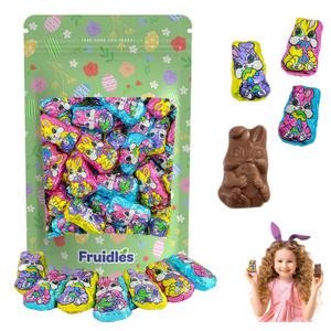 3 x Easter Milk Chocolate Bunnies, Smooth & Creamy Party Bag Fillers, Individually Wrapped Multicolor Foils (Half-Pound), BB: 2027/10/10
