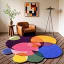 Irregular Round Colorful Rugs 6ft for Living Room