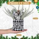 Valentines Day Decorations Valentine's Day Table Centerpieces Buffalo Check Plaid Artificial Tree Decor with Pine Cone Berry Gifts for Festival Winter Party Indoor Home Office Decor(Silver)