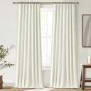 QJmydeco Ivory White 84 Inch Blackout Curtains for Bedroom/Living Room Darkening, Linen Drapes 84 Inches Long Rod Pocket Heat Blocking Window Curtain Bohemian Pleated Back tab Track Burg(50"x84"x2)