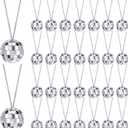 Sureio 30 Pcs Disco Ball Necklaces Bulk Mirror 70s Disco Party Necklaces 1.18 Inch Mini Silver 70s Jewelry Party Decorations for Halloween Festivals Stage Costume Accessories